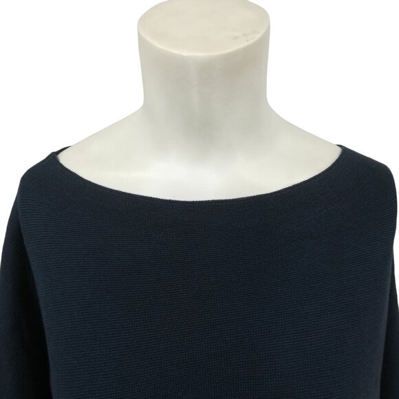 Eileen Fisher Long Sleeve Scoop Neck Silk Cotton Sweater Tunic Dress Size L Blue - Picture 2 of 12